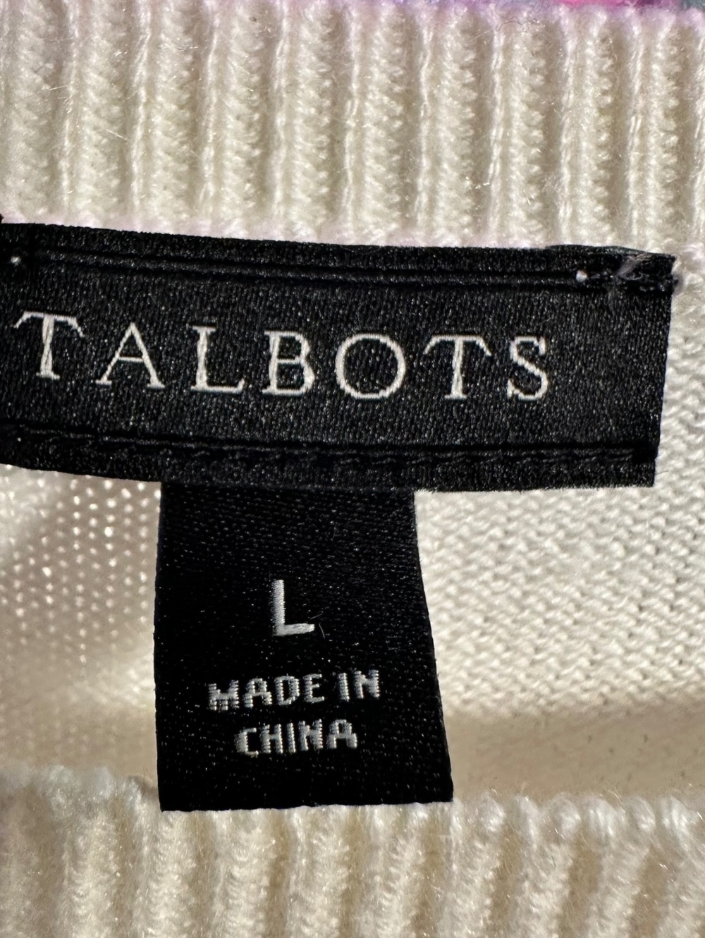 Talbots L Sweater Ivory Sparkle Sequin Snowflake Cashmere Blend Holiday - Picture 10 of 11